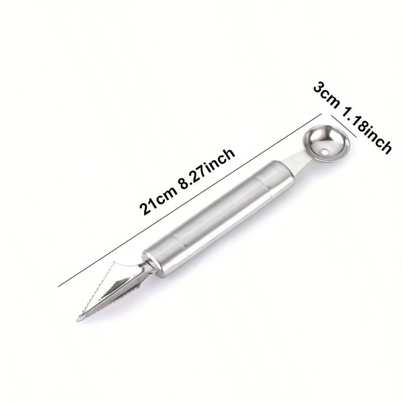 Dual-Ended Melon Baller & Fruit Carving Spoon Stainless Steel Kitchen Tool