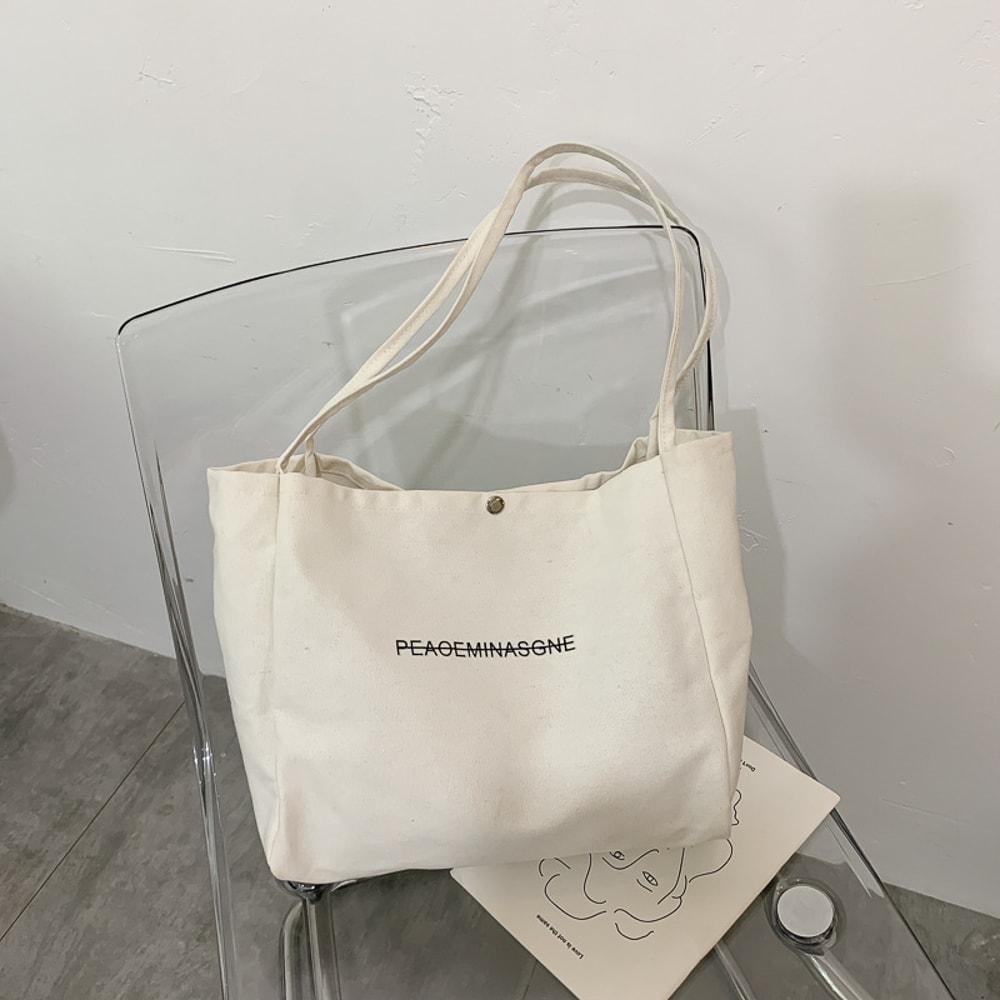 Japanese Canvas Tote Bag Large Capacity Shoulder Shopper for School, Travel & Everyday Use