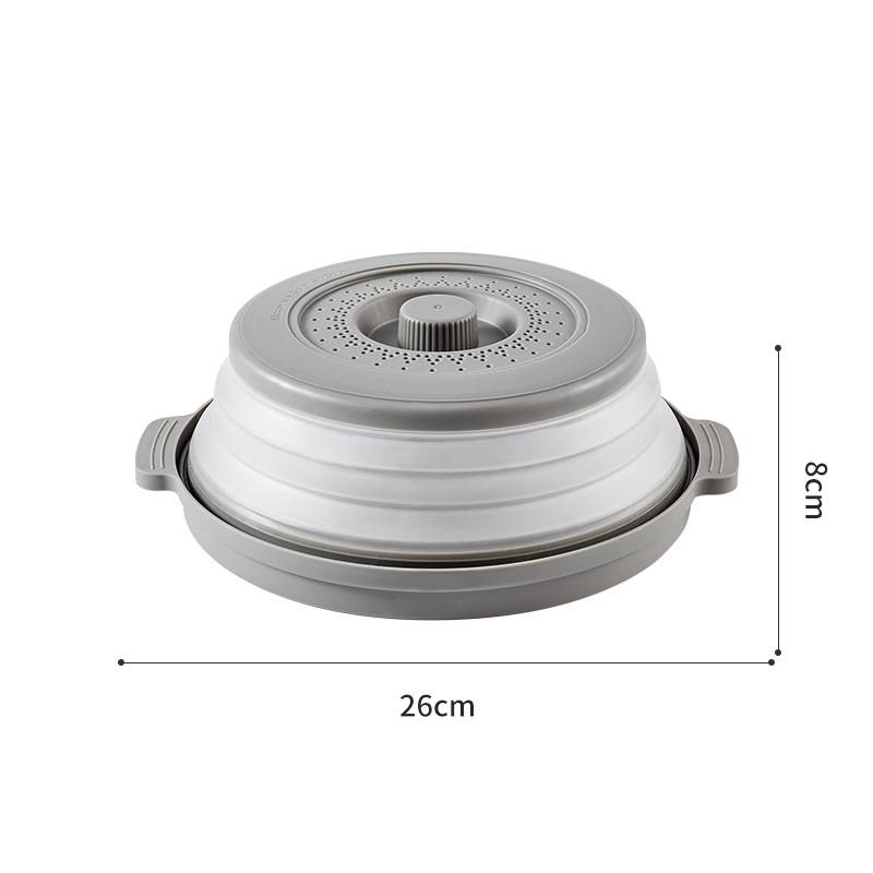 Collapsible Microwave Splatter Cover with Steaming Tray & Food Strainer Lid