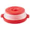 Collapsible Microwave Splatter Cover with Steaming Tray & Food Strainer Lid