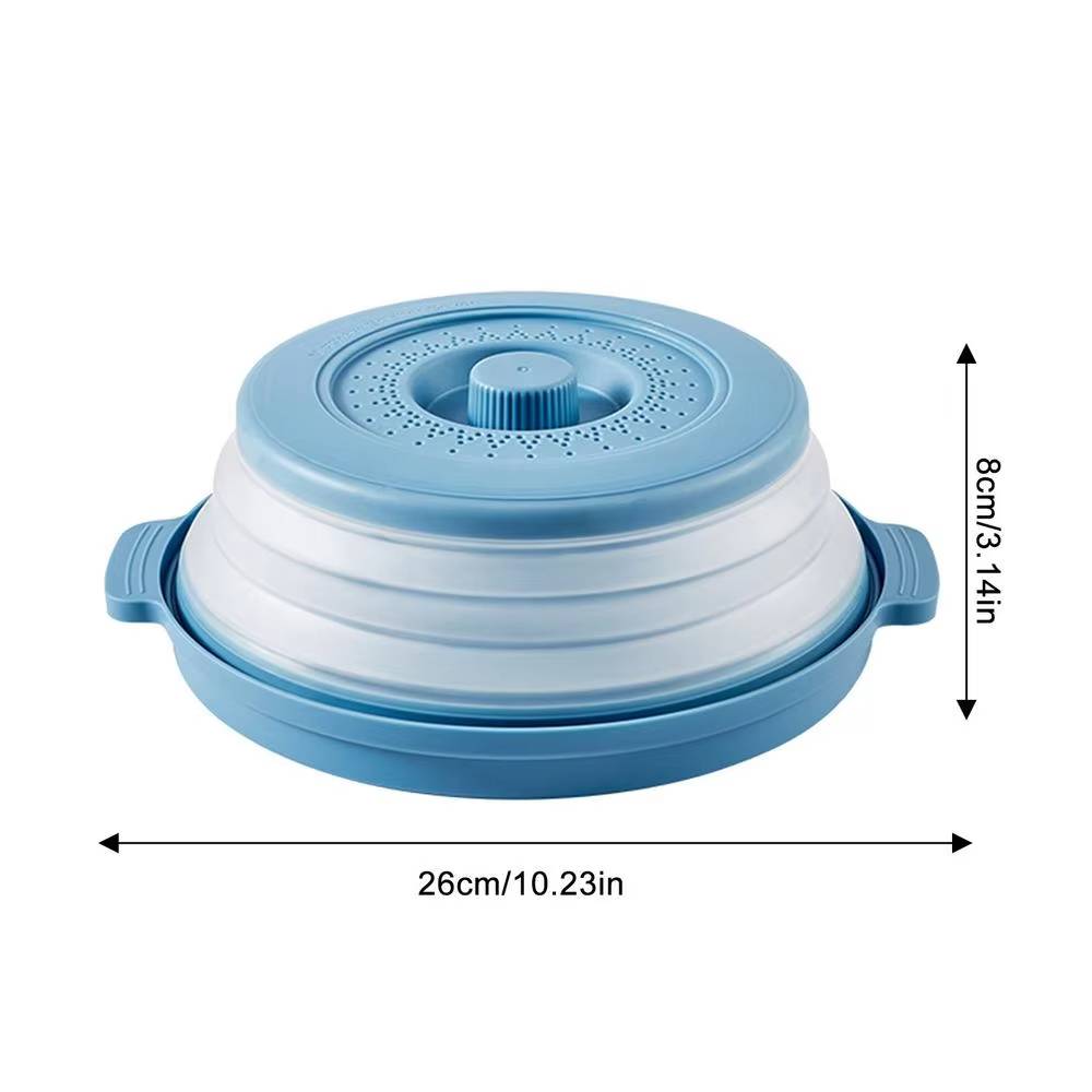 Collapsible Microwave Splatter Cover with Steaming Tray & Food Strainer Lid
