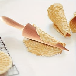 wooden waffle cone roller mold for homemade ice cream cones and pastry baking