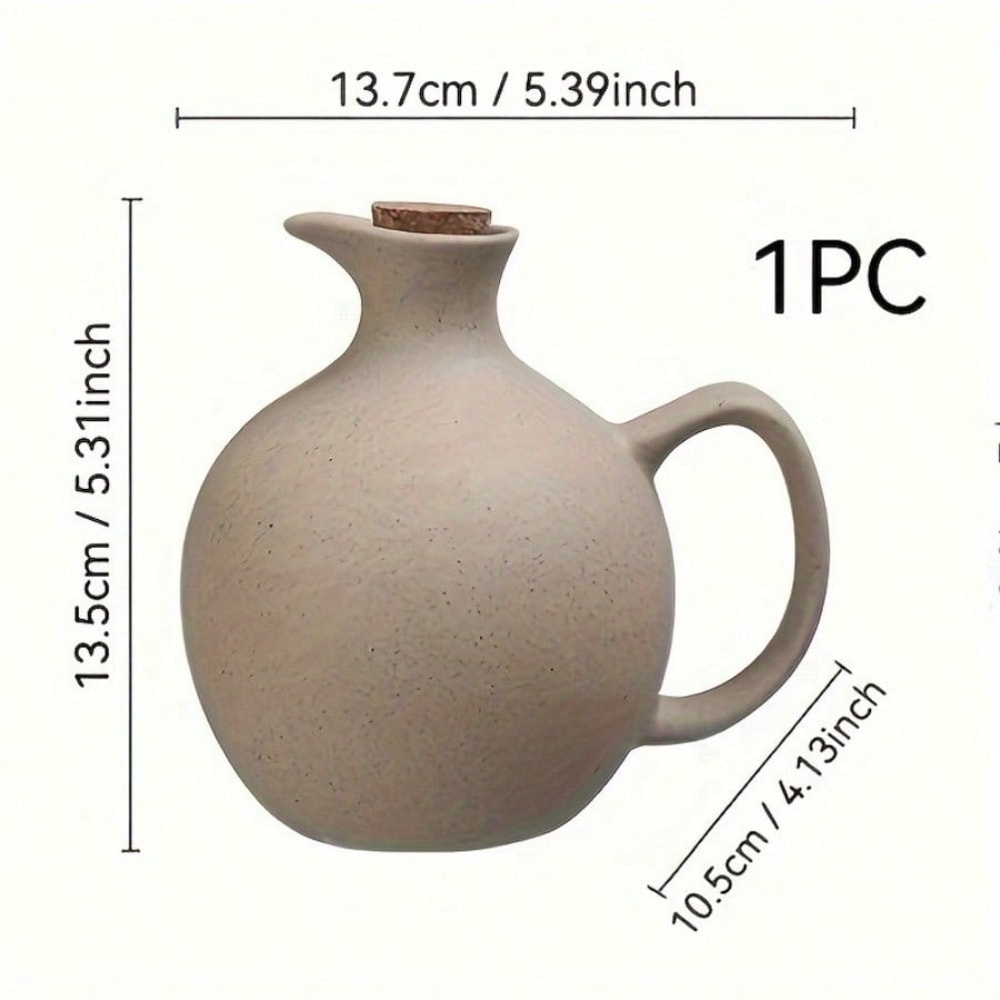 Rustic Ceramic Olive Oil Dispenser Large Capacity Soy Sauce & Chili Oil Bottle