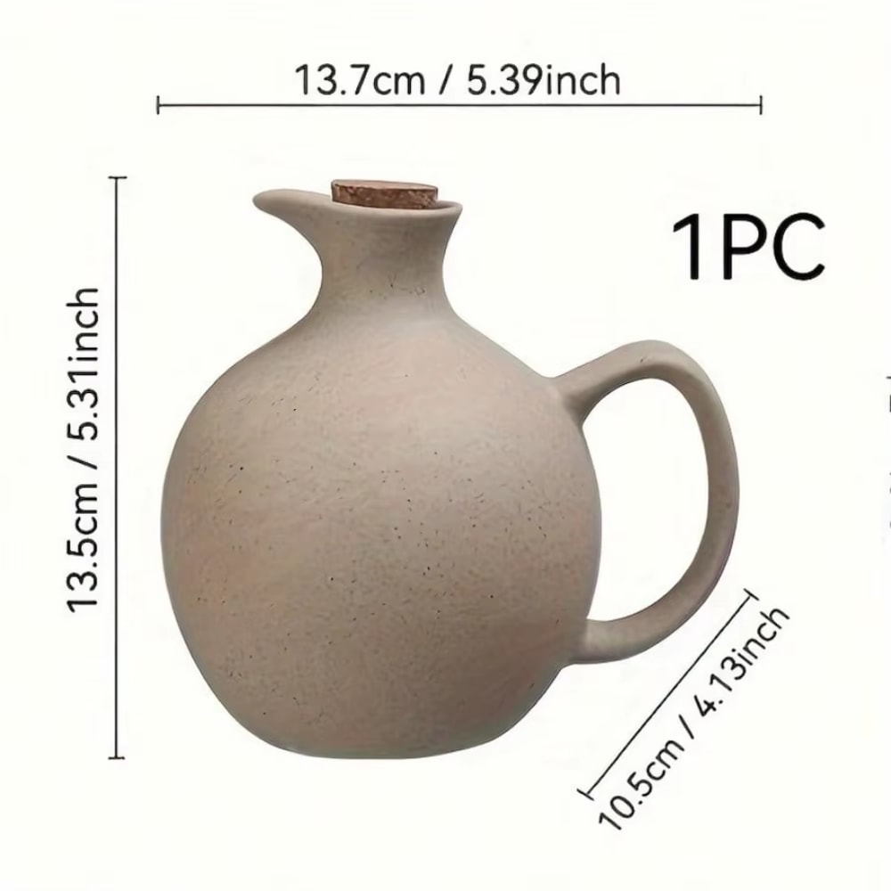 Rustic Ceramic Olive Oil Dispenser Large Capacity Soy Sauce & Chili Oil Bottle
