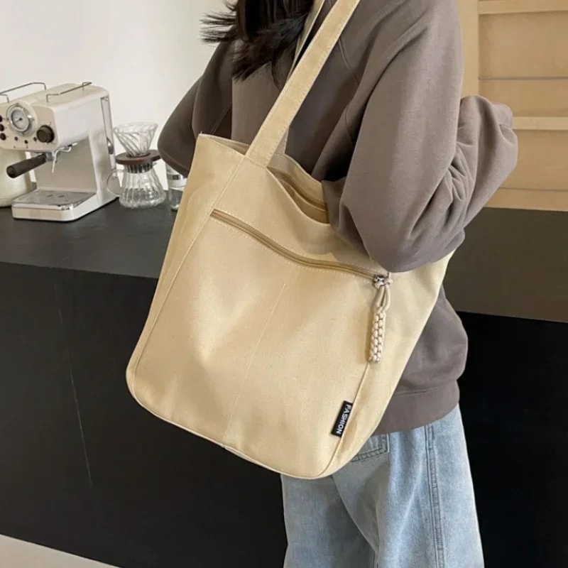 Vintage Canvas Commuter Tote Bag Large Capacity Canvas Shoulder Bag For Women 1