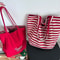 Korean Style Canvas Tote Bag for Women with Large Capacity Striped Shoulder Design