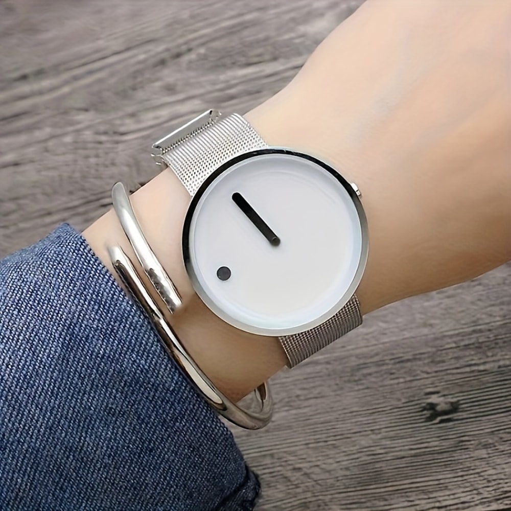 Nordic Dot Dial Minimalist Watch with Stainless Steel Band for Men & Women