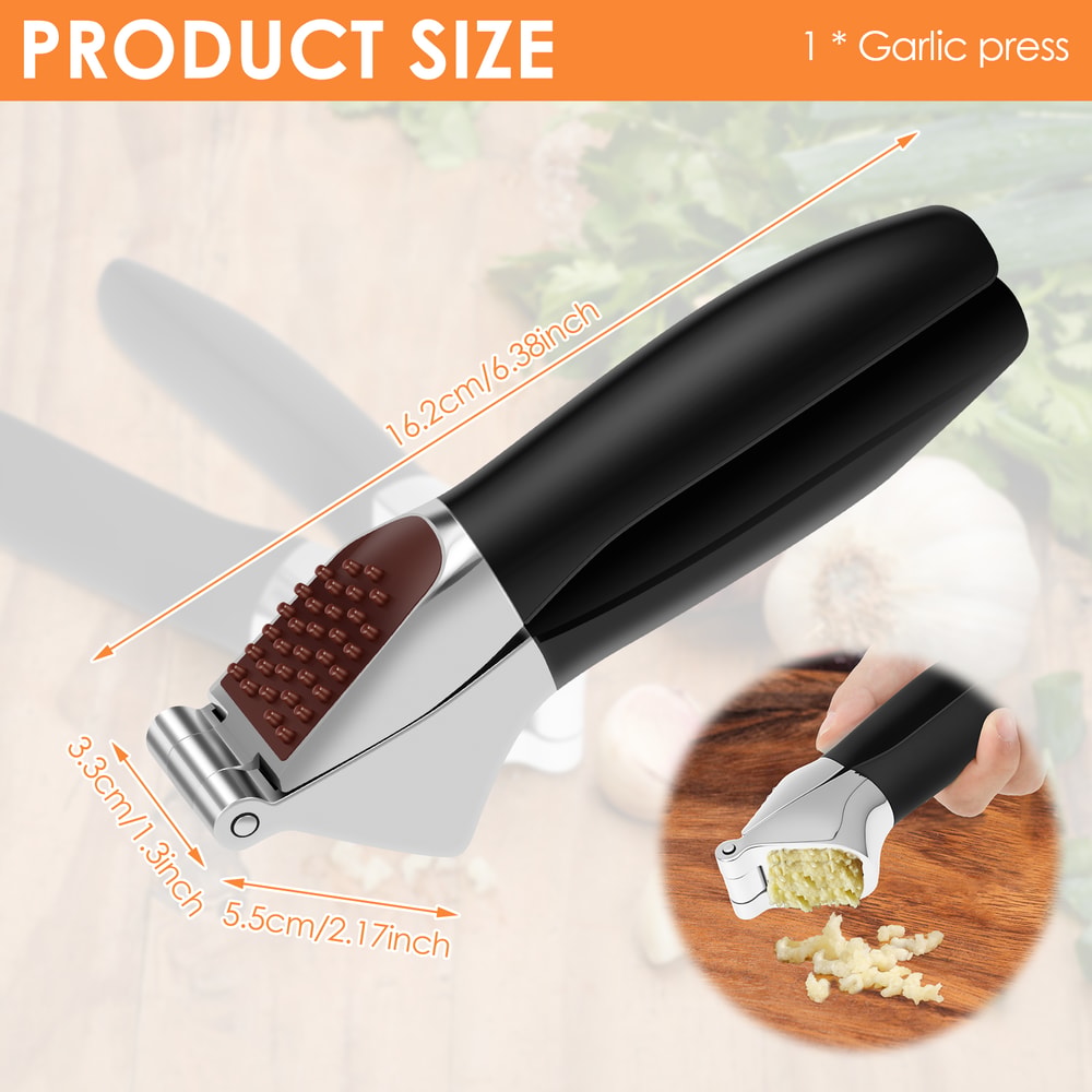 Heavy Duty Garlic Press Zinc Alloy Ginger Crusher with Non Slip Ergonomic Handle