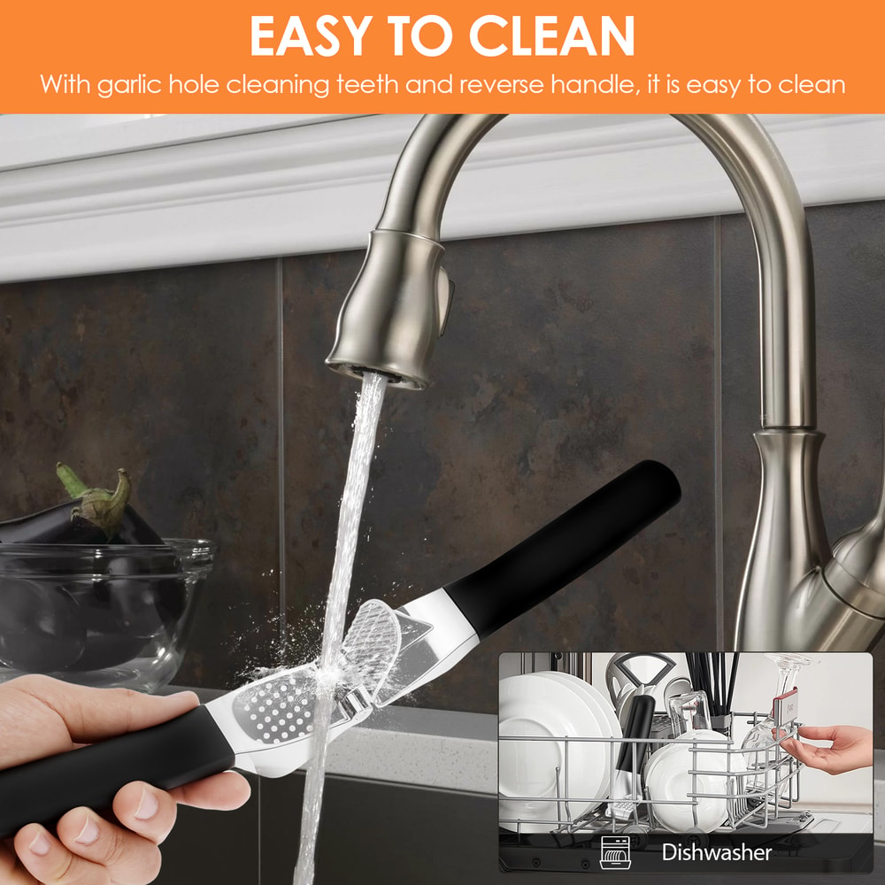 Heavy Duty Garlic Press Zinc Alloy Ginger Crusher with Non Slip Ergonomic Handle