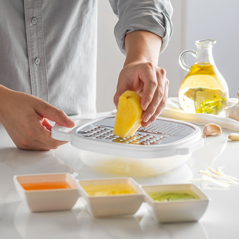 FreshPrep Stainless Steel Cheese Grater & Vegetable Peeler Set with Storage Container