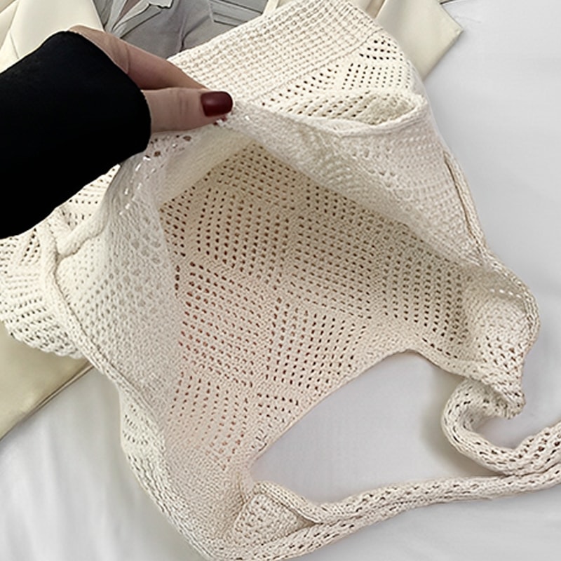 Boho Knit Tote Bag Large Capacity Shoulder Shopping Bag For Everyday Travel 3