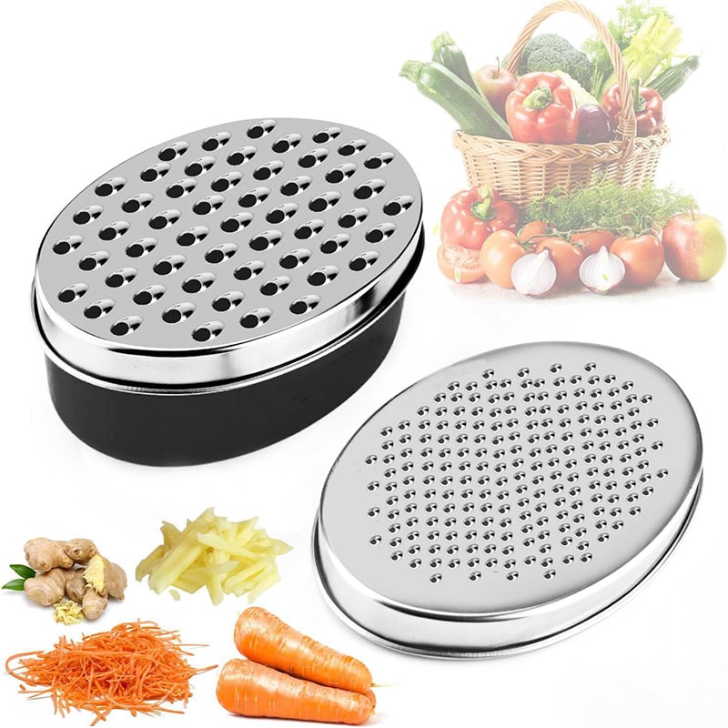 FreshPrep Cheese Grater with Container Lid Stainless Steel Kitchen Grater for Cheese Garlic & Ginger