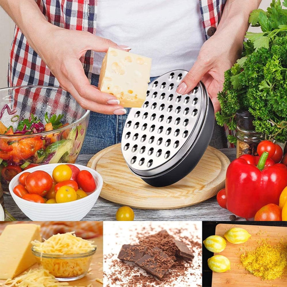 FreshPrep Cheese Grater with Container Lid Stainless Steel Kitchen Grater for Cheese Garlic & Ginger
