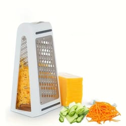 stainless steel cheese grater & vegetable slicer with double-sided blades and storage box
