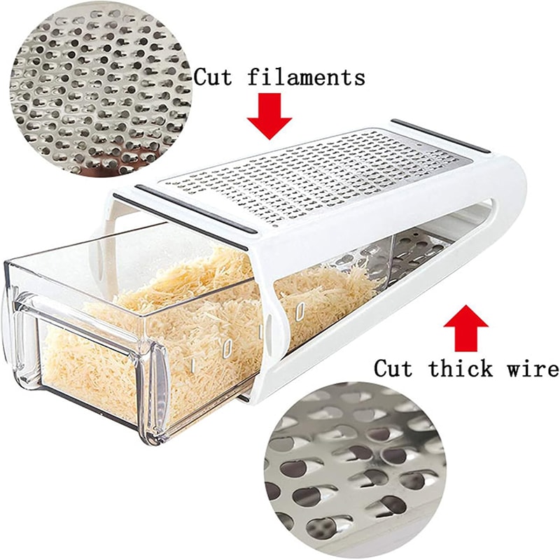 Stainless Steel Cheese Grater Vegetable Slicer With DoubleSided Blades And Storage Box 2
