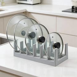 spacesaver hanging pot lid organizer rack with shelf for cabinets and kitchen storage