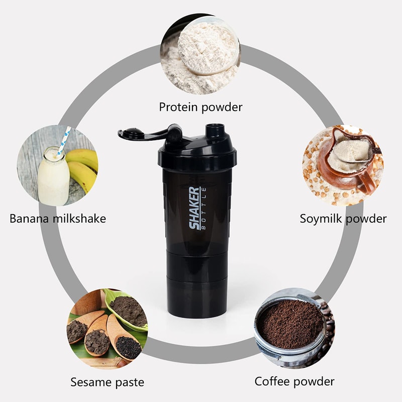 Triple Layer Protein Shaker Bottle With Storage Compartments For Gym Fitness Meal Prep 1