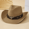 Vintage Western Straw Cowboy Hat With Wide Brim Sun Protection For Men Women 6