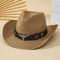 Vintage Western Straw Cowboy Hat With Wide Brim Sun Protection For Men Women 6