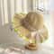 Daisy Woven Straw Sun Hat with Wide Brim for Beach Travel and Summer UV Protection