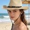 Vintage Western Straw Cowboy Hat with Wide Brim UV Protection for Beach & Outdoor Style