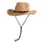 Vintage Western Straw Cowboy Hat with Wide Brim UV Protection for Beach & Outdoor Style