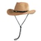 Vintage Western Straw Cowboy Hat with Wide Brim UV Protection for Beach & Outdoor Style