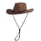 Vintage Western Straw Cowboy Hat with Wide Brim UV Protection for Beach & Outdoor Style