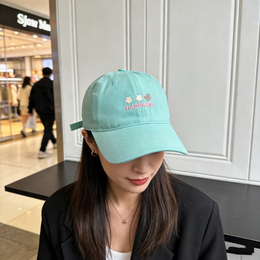 Macaron Floral Embroidered Baseball Cap For Women Soft Top Casual Adjustable Hat 2