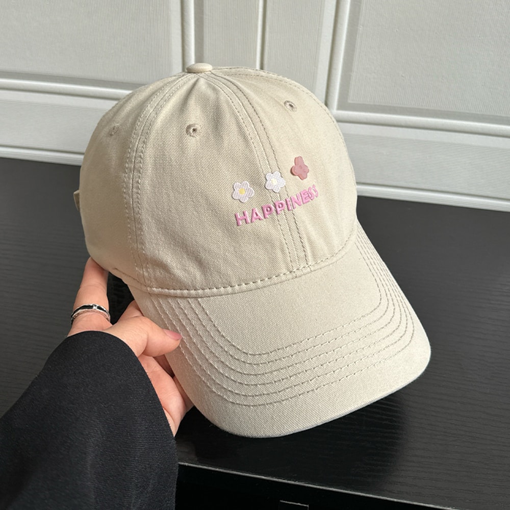 Macaron Floral Embroidered Baseball Cap For Women Soft Top Casual Adjustable Hat 7