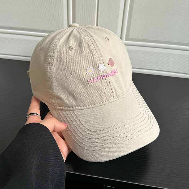 Macaron Floral Embroidered Baseball Cap For Women Soft Top Casual Adjustable Hat 7