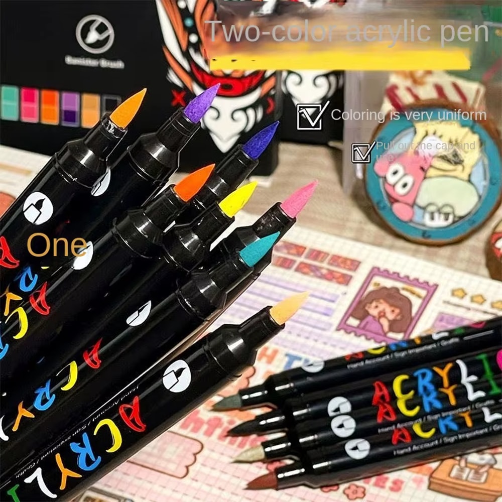 Dual Tip Acrylic Paint Markers For Rock Painting Wood Crafts Calligraphy 1