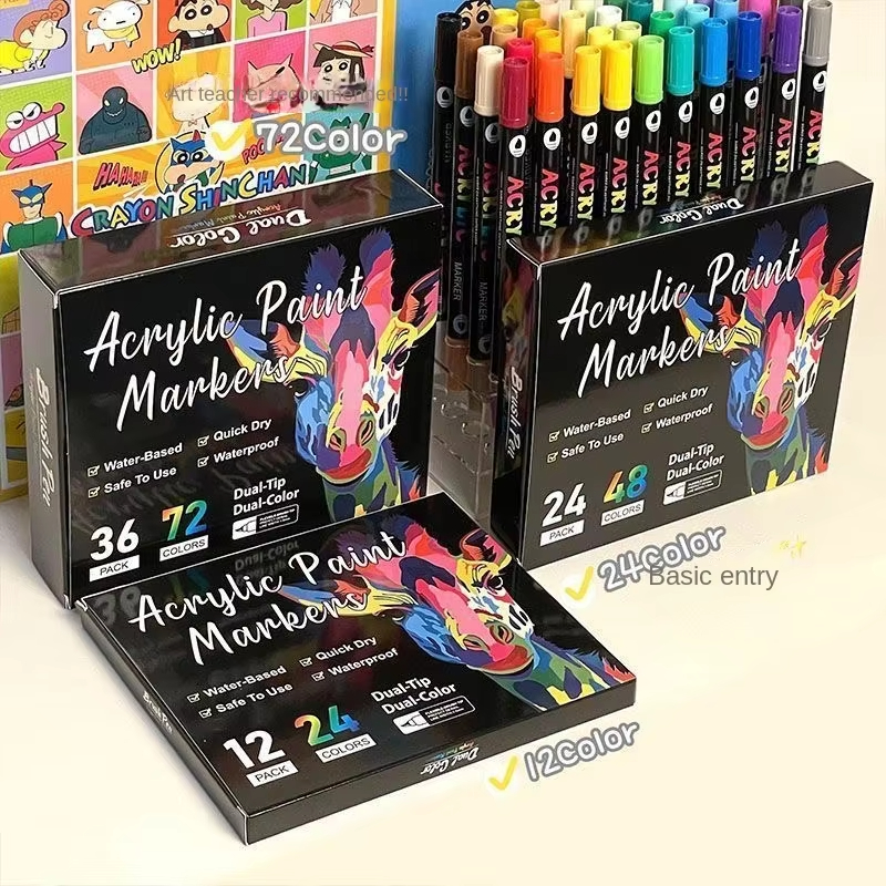 Dual Tip Acrylic Paint Markers For Rock Painting Wood Crafts Calligraphy 2