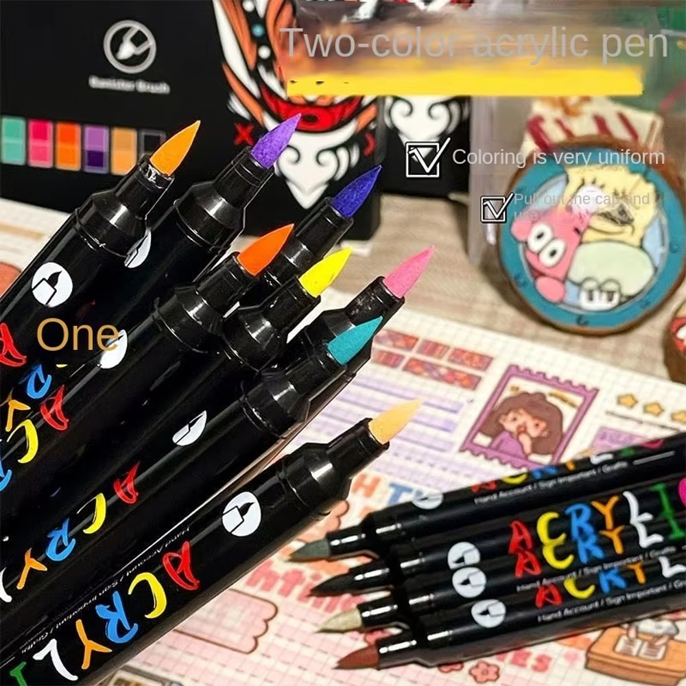 Dual Tip Acrylic Paint Markers For Rock Painting Wood Crafts Calligraphy 4