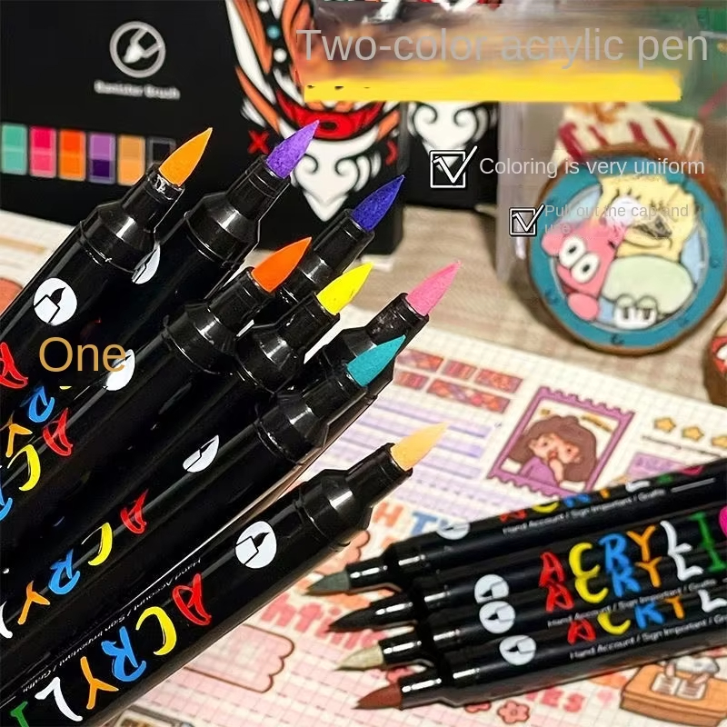 Dual Tip Acrylic Paint Markers For Rock Painting Wood Crafts Calligraphy 4