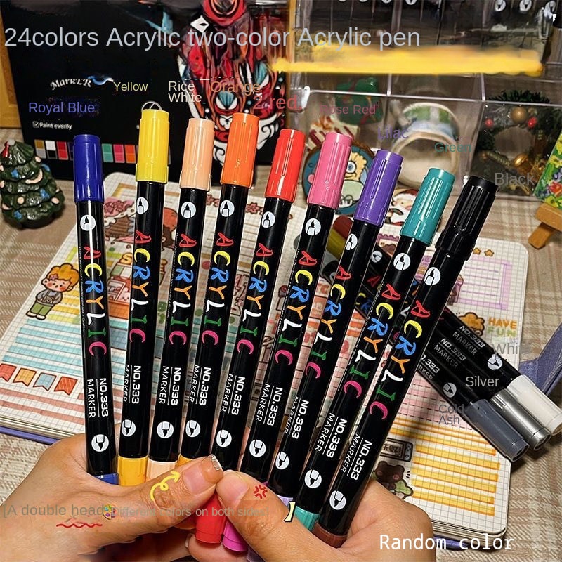 Dual Tip Acrylic Paint Markers For Rock Painting Wood Crafts Calligraphy 6