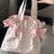 Sweet Bow Canvas Tote Bag Large Capacity Shoulder Bag For Everyday Style 0