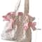 Sweet Bow Canvas Tote Bag Large Capacity Shoulder Bag For Everyday Style 2