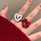 Sweetheart Enamel Heart Ring for Women Adjustable Fashion Jewelry