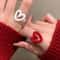 Sweetheart Enamel Heart Ring for Women Adjustable Fashion Jewelry