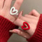 Sweetheart Enamel Heart Ring for Women Adjustable Fashion Jewelry