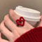 Sweetheart Enamel Heart Ring for Women Adjustable Fashion Jewelry