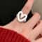 Sweetheart Enamel Heart Ring for Women Adjustable Fashion Jewelry