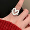 Sweetheart Enamel Heart Ring for Women Adjustable Fashion Jewelry