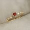 Ruby Heart CZ Engagement Ring for Women Thin Band Romantic Promise Jewelry