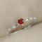Ruby Heart CZ Engagement Ring for Women Thin Band Romantic Promise Jewelry
