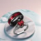 Dragon Heart Gothic Couple Ring with Red Crystal Zircon