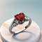 Dragon Heart Gothic Couple Ring with Red Crystal Zircon