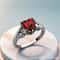 Dragon Heart Gothic Couple Ring with Red Crystal Zircon