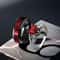 Dragon Heart Gothic Couple Ring with Red Crystal Zircon
